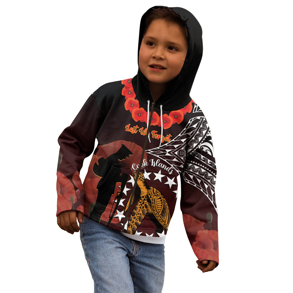 Cook Islands ANZAC Day Kid Hoodie Poppies With Sea Turtle LT14 - Polynesian Pride