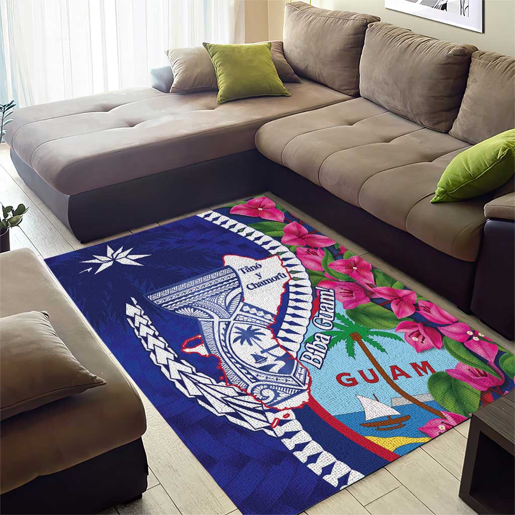 Biba Guam Liberation Day Area Rug Tano y Chamoru Latte Stone Blue
