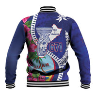 Biba Guam Liberation Day Baseball Jacket Tano y Chamoru Latte Stone Blue