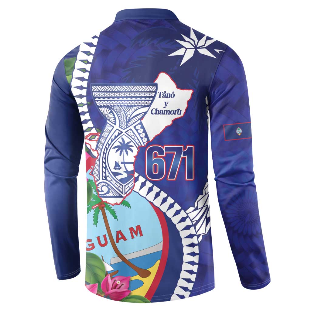 Biba Guam Liberation Day Button Sweatshirt Tano y Chamoru Latte Stone Blue