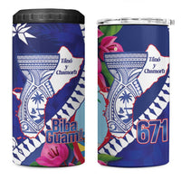Biba Guam Liberation Day 4 in 1 Can Cooler Tumbler Tano y Chamoru Latte Stone Blue