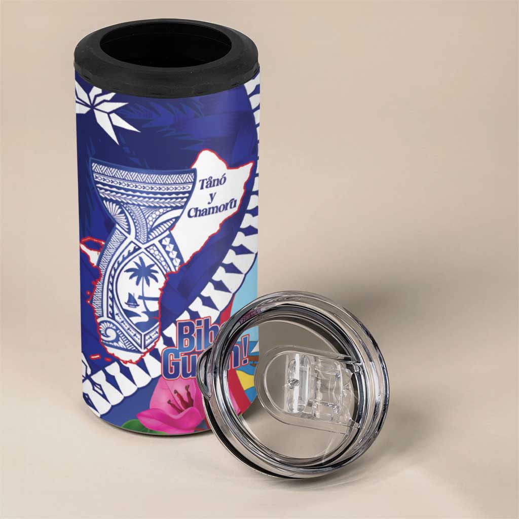 Biba Guam Liberation Day 4 in 1 Can Cooler Tumbler Tano y Chamoru Latte Stone Blue