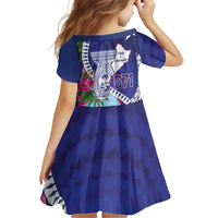 Biba Guam Liberation Day Family Matching Long Sleeve Bodycon Dress and Hawaiian Shirt Tano y Chamoru Latte Stone Blue LT14 - Polynesian Pride