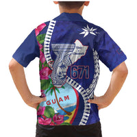 Biba Guam Liberation Day Family Matching Mermaid Dress and Hawaiian Shirt Tano y Chamoru Latte Stone Blue LT14 - Polynesian Pride