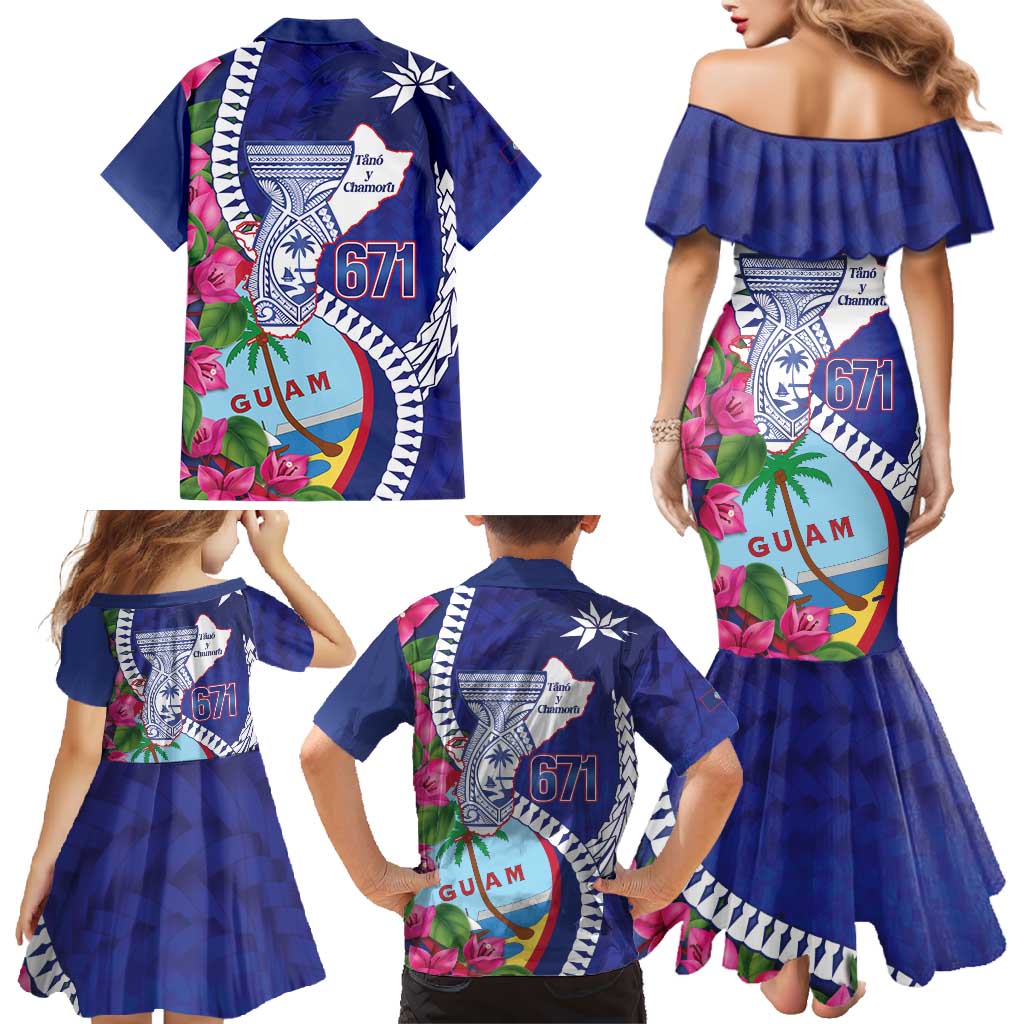 Biba Guam Liberation Day Family Matching Mermaid Dress and Hawaiian Shirt Tano y Chamoru Latte Stone Blue LT14 - Polynesian Pride
