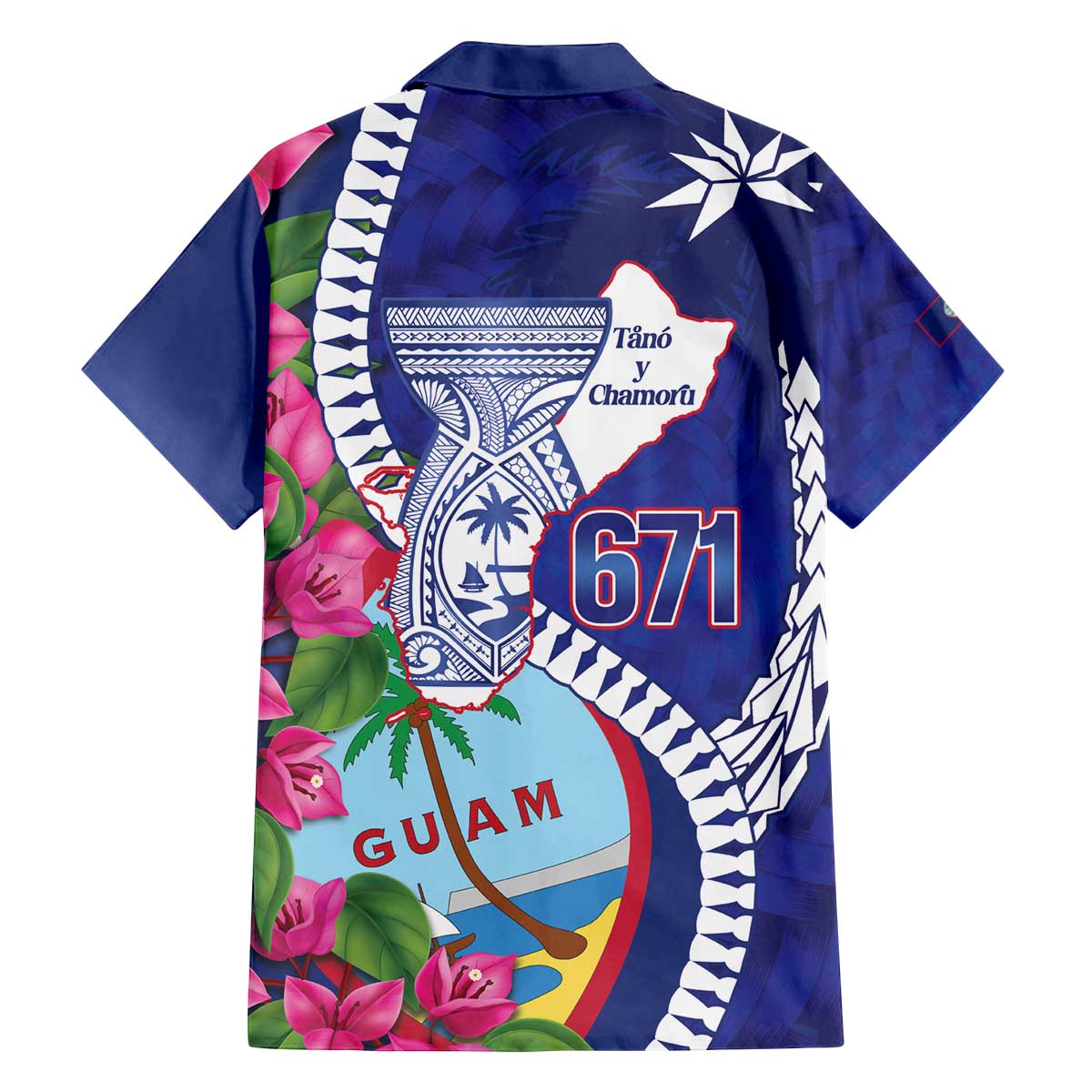 Biba Guam Liberation Day Family Matching Off The Shoulder Long Sleeve Dress and Hawaiian Shirt Tano y Chamoru Latte Stone Blue LT14 - Polynesian Pride