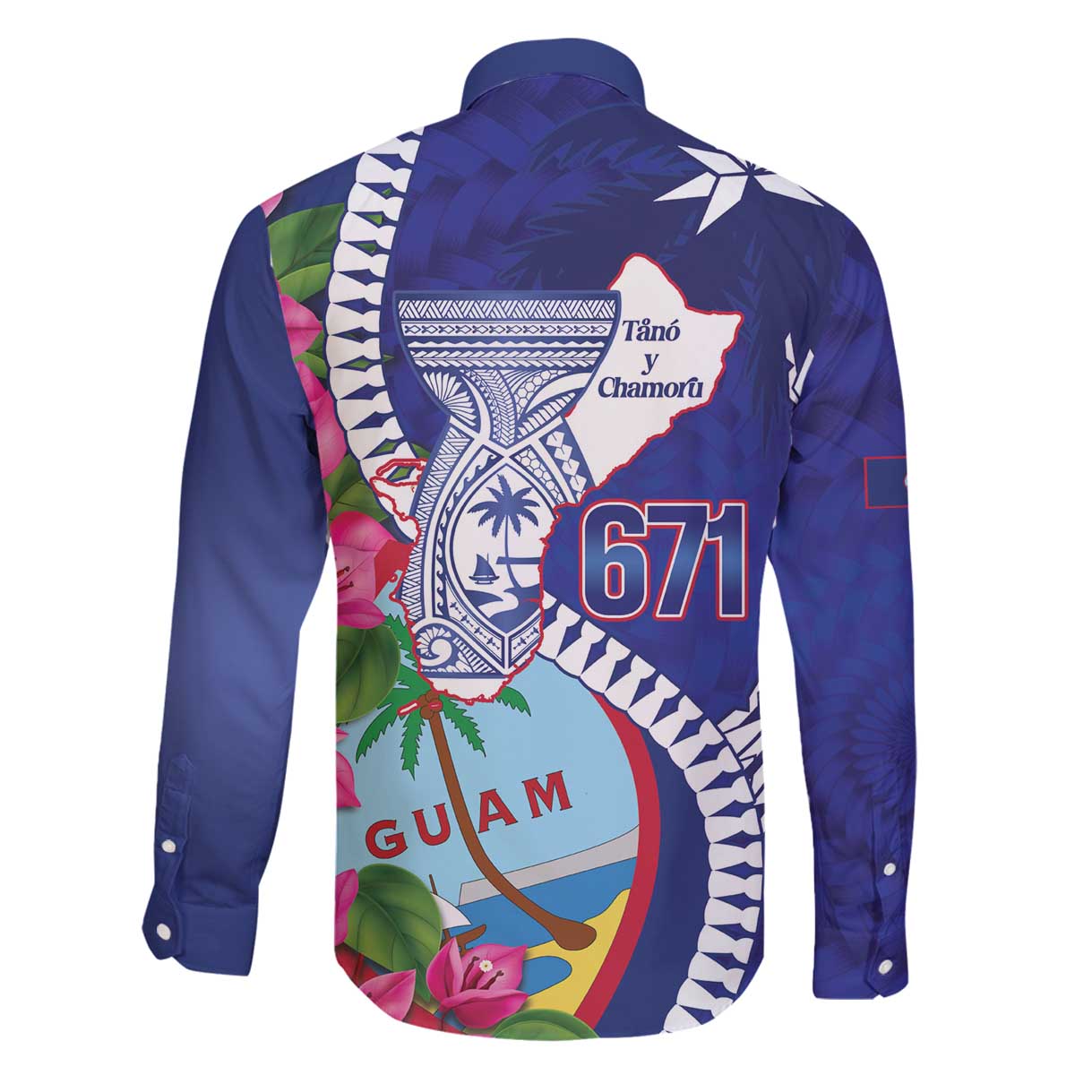 Biba Guam Liberation Day Family Matching Off The Shoulder Long Sleeve Dress and Hawaiian Shirt Tano y Chamoru Latte Stone Blue LT14 - Polynesian Pride