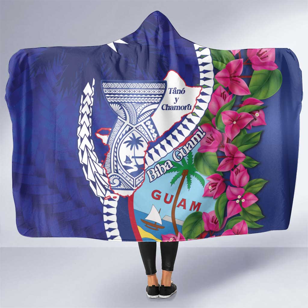 Biba Guam Liberation Day Hooded Blanket Tano y Chamoru Latte Stone Blue