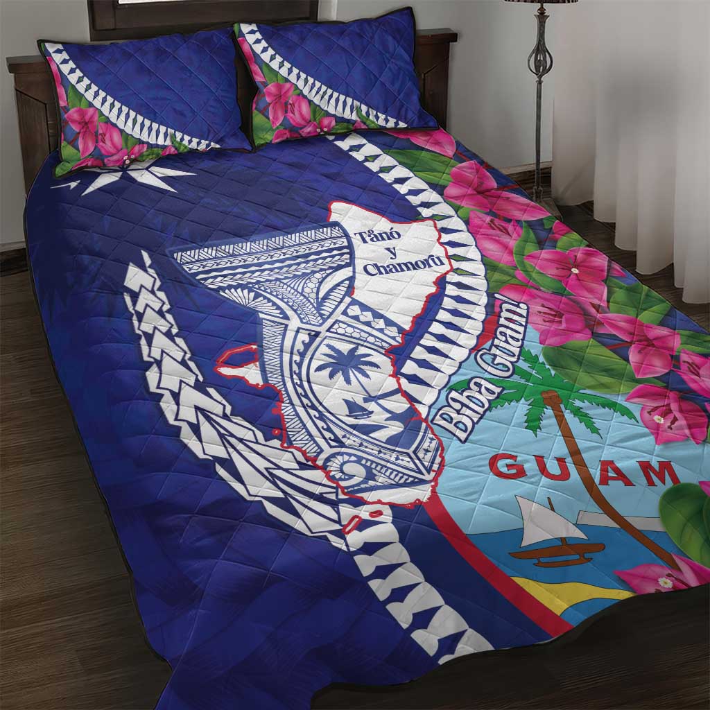 Biba Guam Liberation Day Quilt Bed Set Tano y Chamoru Latte Stone Blue