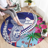 Biba Guam Liberation Day Round Carpet Tano y Chamoru Latte Stone Blue