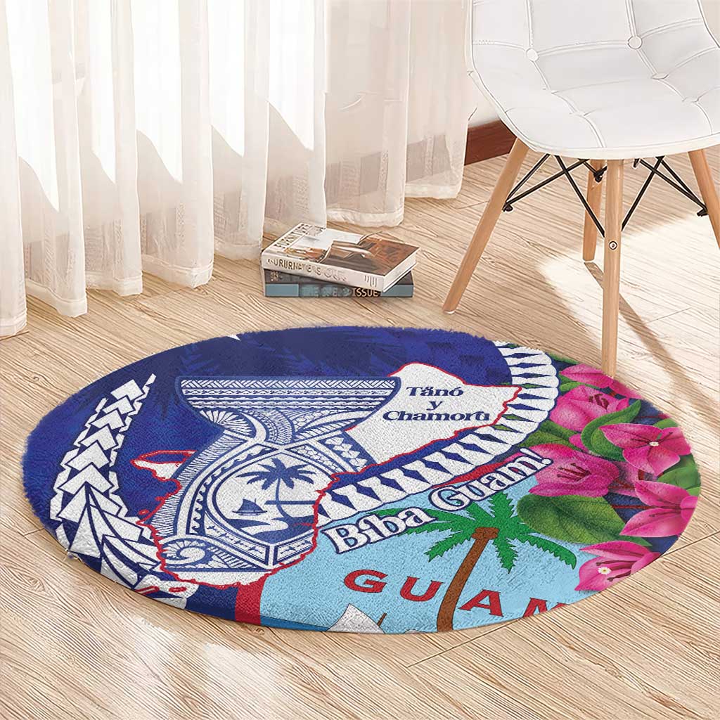 Biba Guam Liberation Day Round Carpet Tano y Chamoru Latte Stone Blue