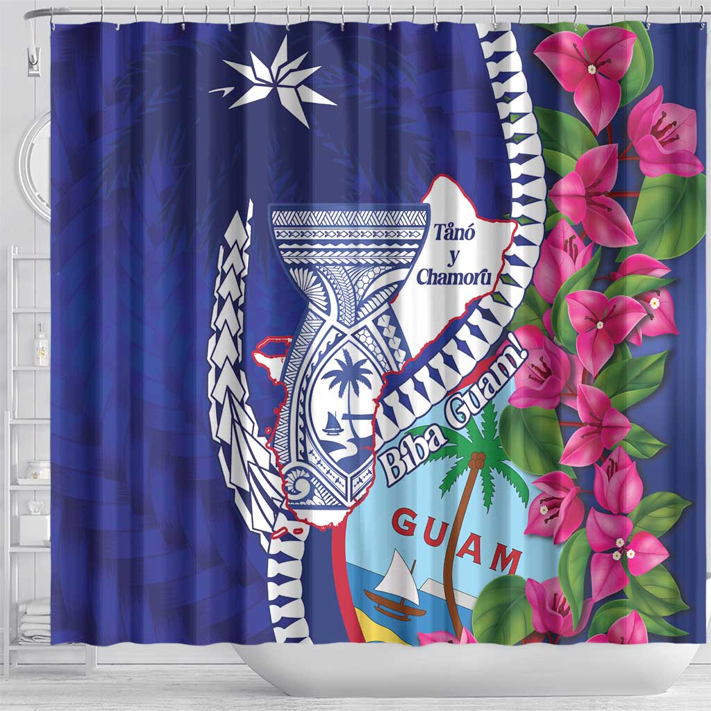 Biba Guam Liberation Day Shower Curtain Tano y Chamoru Latte Stone Blue