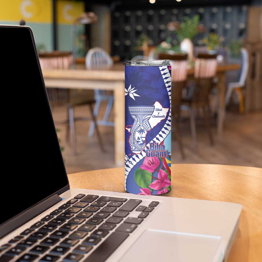 Biba Guam Liberation Day Skinny Tumbler Tano y Chamoru Latte Stone Blue