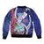 Biba Guam Liberation Day Sleeve Zip Bomber Jacket Tano y Chamoru Latte Stone Blue