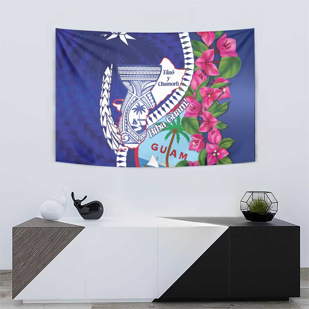 Biba Guam Liberation Day Tapestry Tano y Chamoru Latte Stone Blue