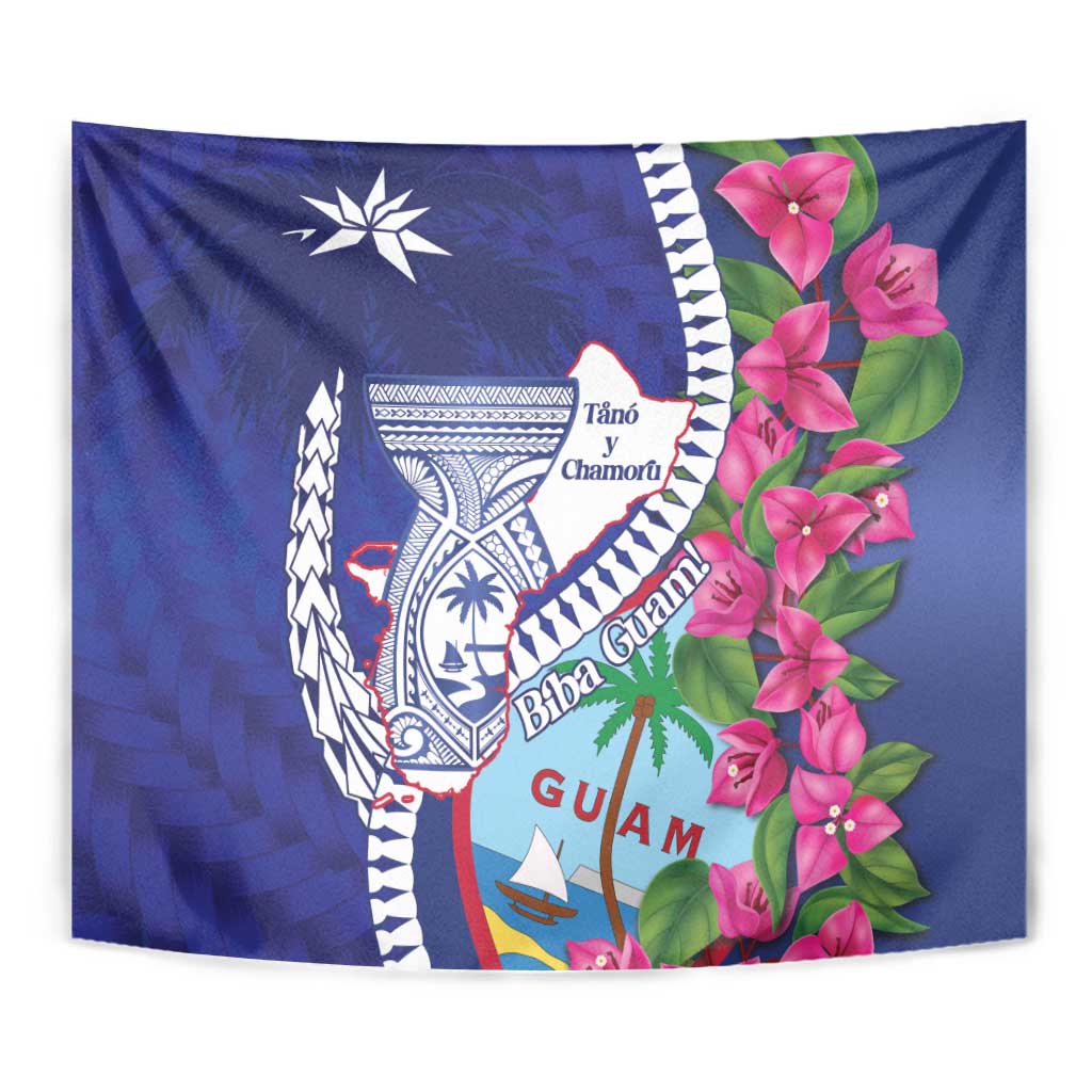 Biba Guam Liberation Day Tapestry Tano y Chamoru Latte Stone Blue