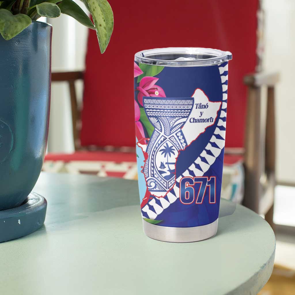 Biba Guam Liberation Day Tumbler Cup Tano y Chamoru Latte Stone Blue