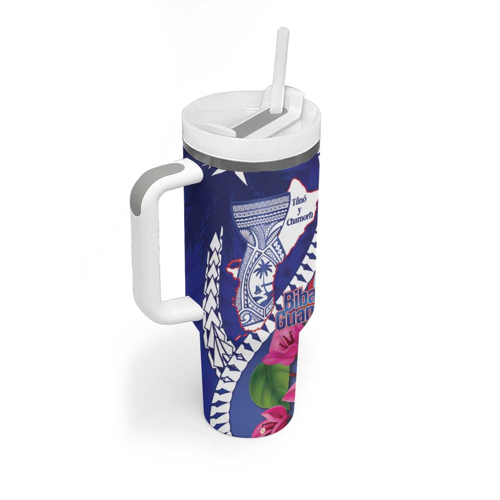 Biba Guam Liberation Day Tumbler With Handle Tano y Chamoru Latte Stone Blue