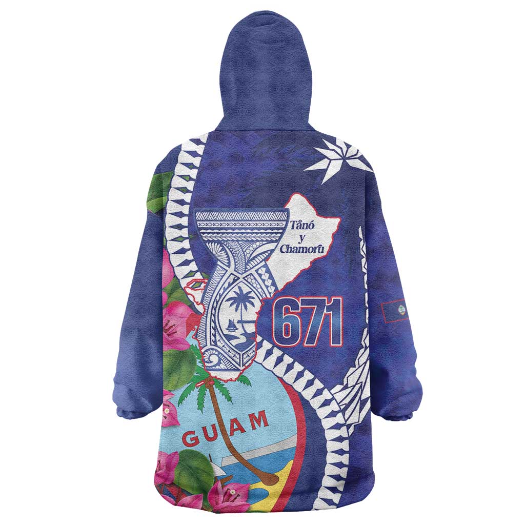 Biba Guam Liberation Day Wearable Blanket Hoodie Tano y Chamoru Latte Stone Blue