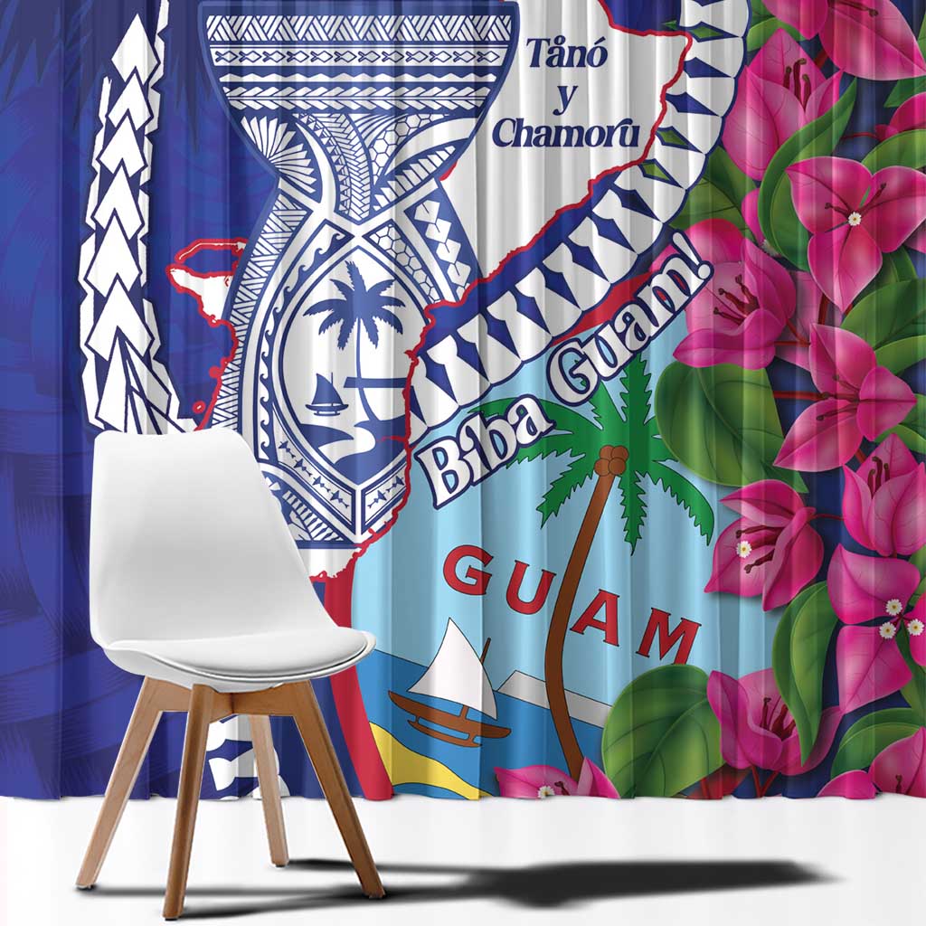 Biba Guam Liberation Day Window Curtain Tano y Chamoru Latte Stone Blue