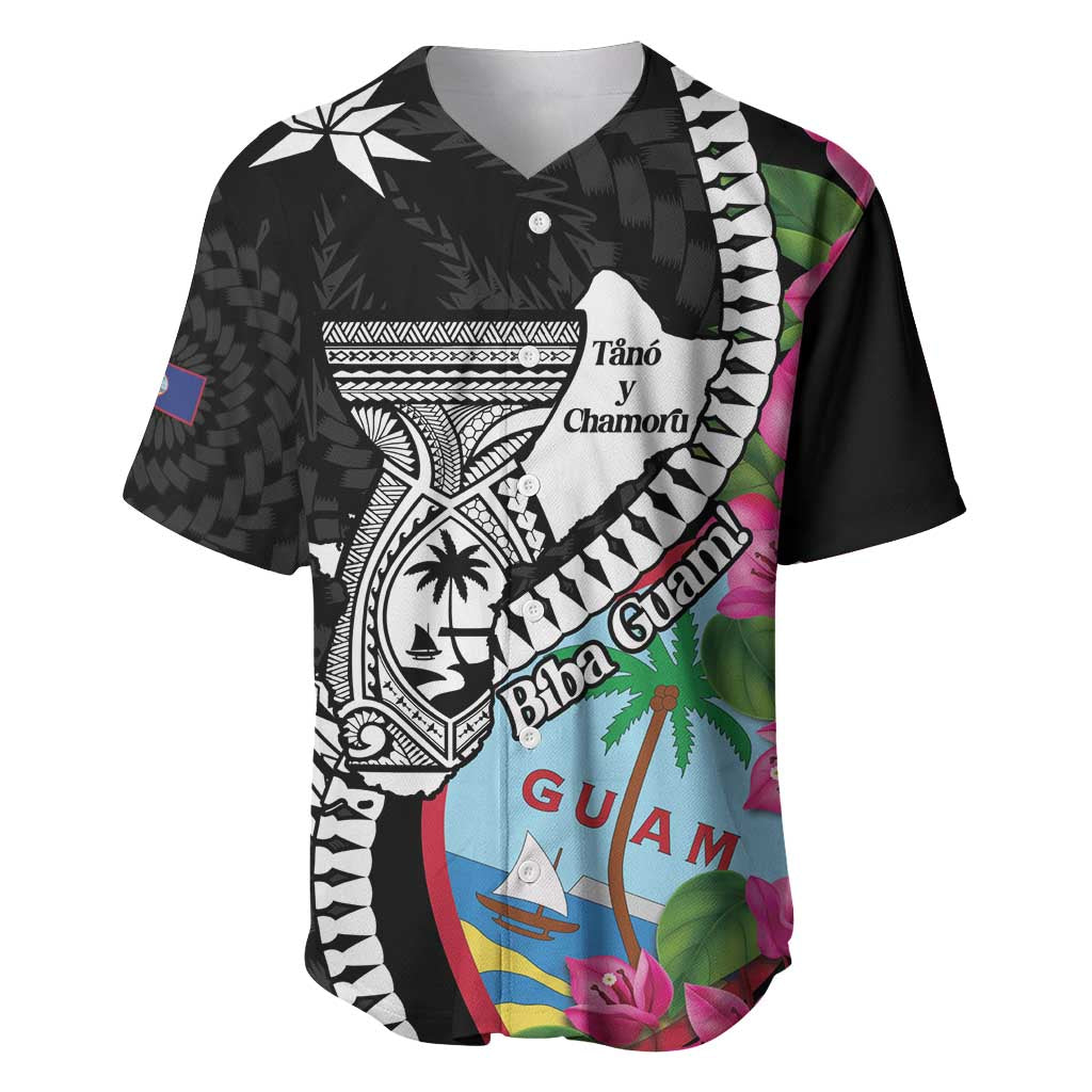 Biba Guam Liberation Day Baseball Jersey Tano y Chamoru Latte Stone Black