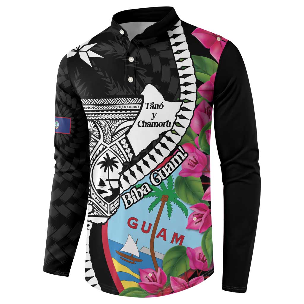 Biba Guam Liberation Day Button Sweatshirt Tano y Chamoru Latte Stone Black