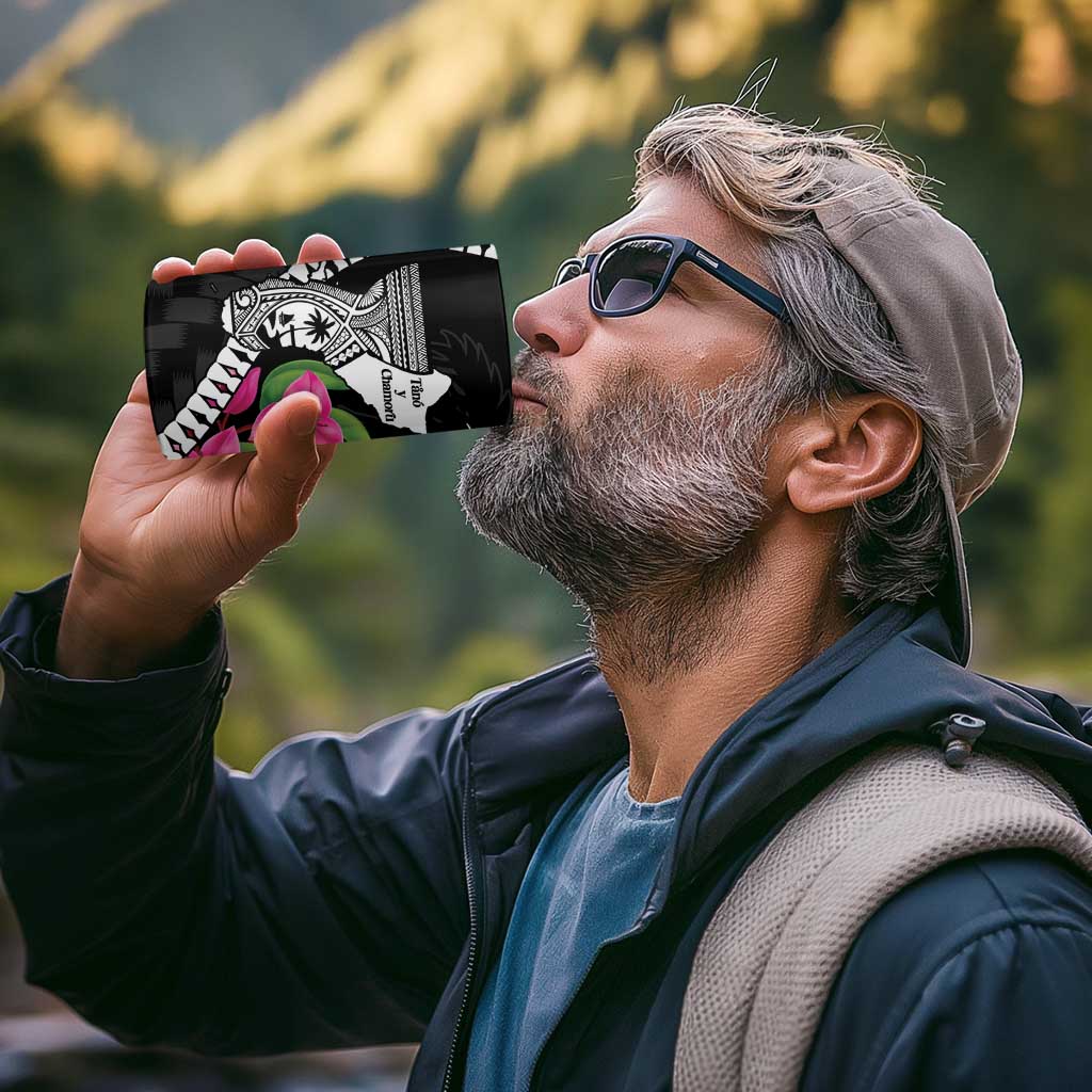 Biba Guam Liberation Day 4 in 1 Can Cooler Tumbler Tano y Chamoru Latte Stone Black