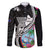 Biba Guam Liberation Day Family Matching Long Sleeve Bodycon Dress and Hawaiian Shirt Tano y Chamoru Latte Stone Black