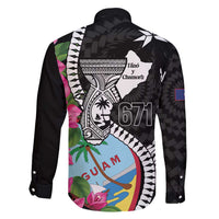 Biba Guam Liberation Day Family Matching Long Sleeve Bodycon Dress and Hawaiian Shirt Tano y Chamoru Latte Stone Black LT14 - Polynesian Pride