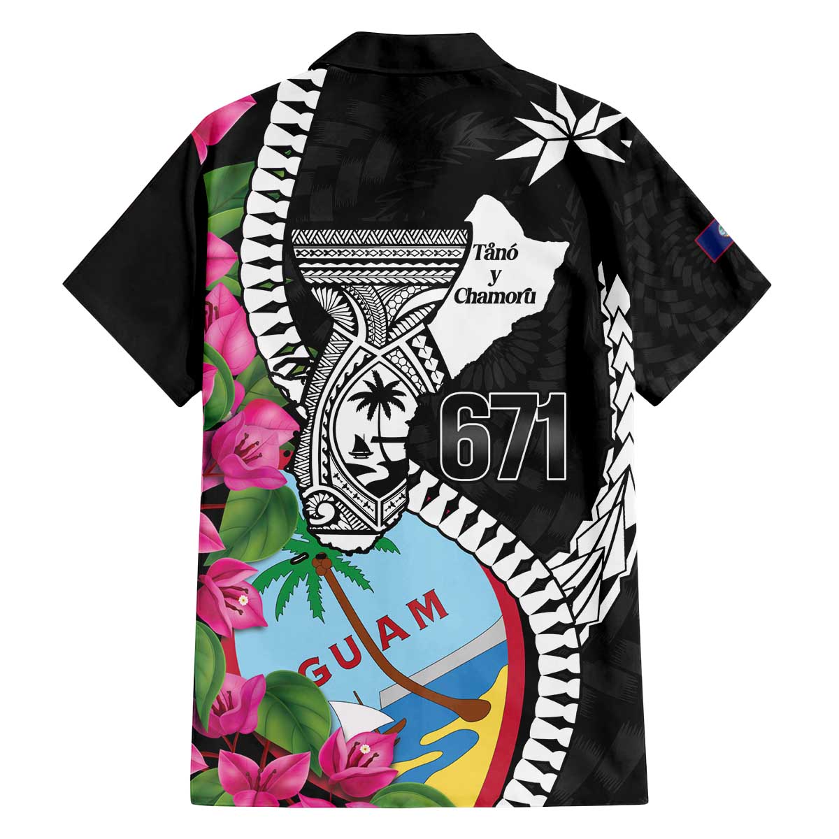 Biba Guam Liberation Day Family Matching Off The Shoulder Long Sleeve Dress and Hawaiian Shirt Tano y Chamoru Latte Stone Black LT14 - Polynesian Pride