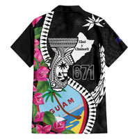 Biba Guam Liberation Day Family Matching Off The Shoulder Long Sleeve Dress and Hawaiian Shirt Tano y Chamoru Latte Stone Black LT14 - Polynesian Pride