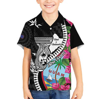 Biba Guam Liberation Day Family Matching Short Sleeve Bodycon Dress and Hawaiian Shirt Tano y Chamoru Latte Stone Black LT14 Son's Shirt Black - Polynesian Pride