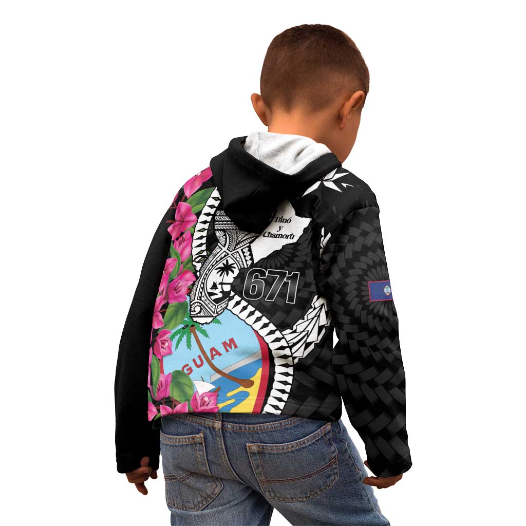 Biba Guam Liberation Day Kid Hoodie Tano y Chamoru Latte Stone Black