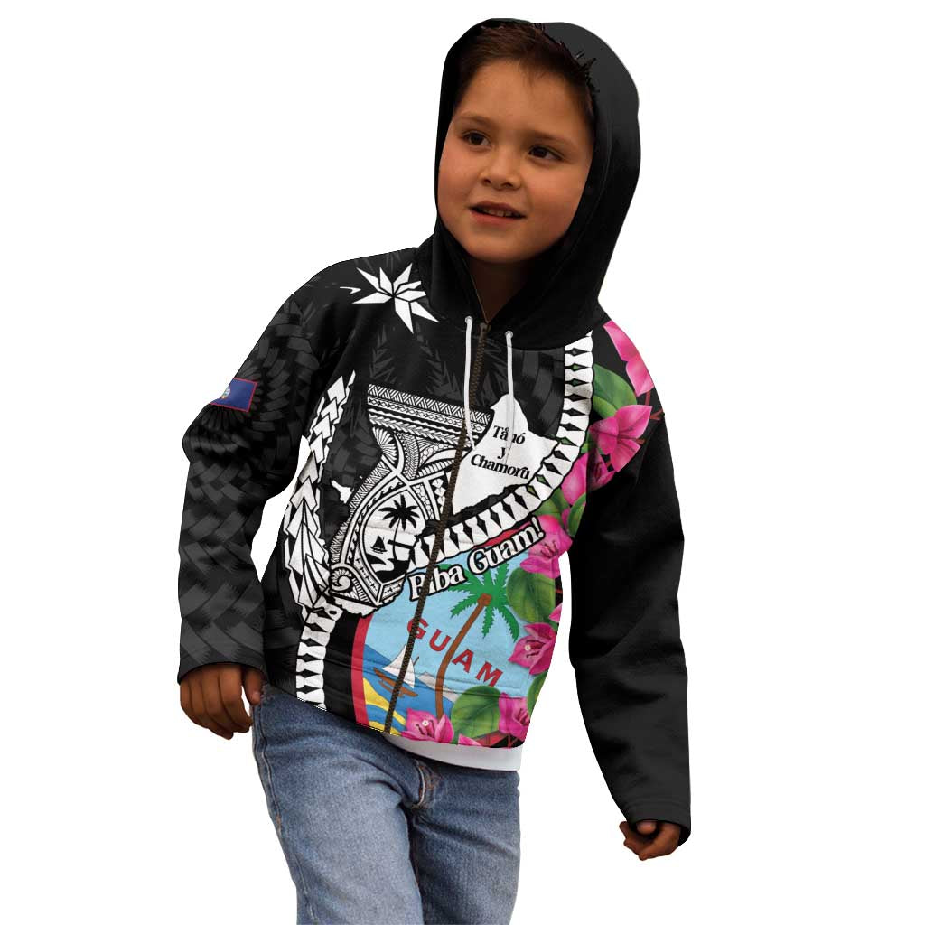 Biba Guam Liberation Day Kid Hoodie Tano y Chamoru Latte Stone Black
