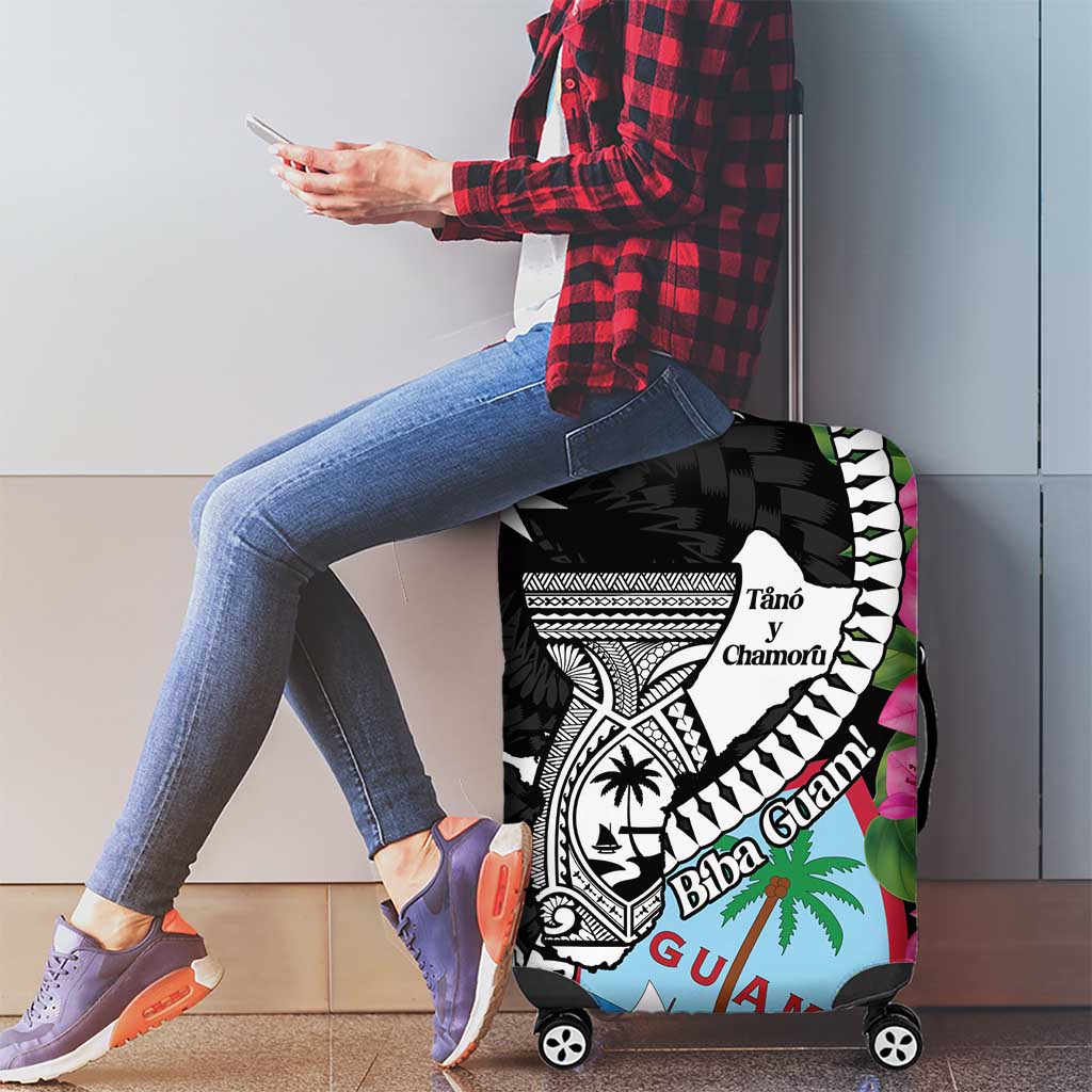 Biba Guam Liberation Day Luggage Cover Tano y Chamoru Latte Stone Black