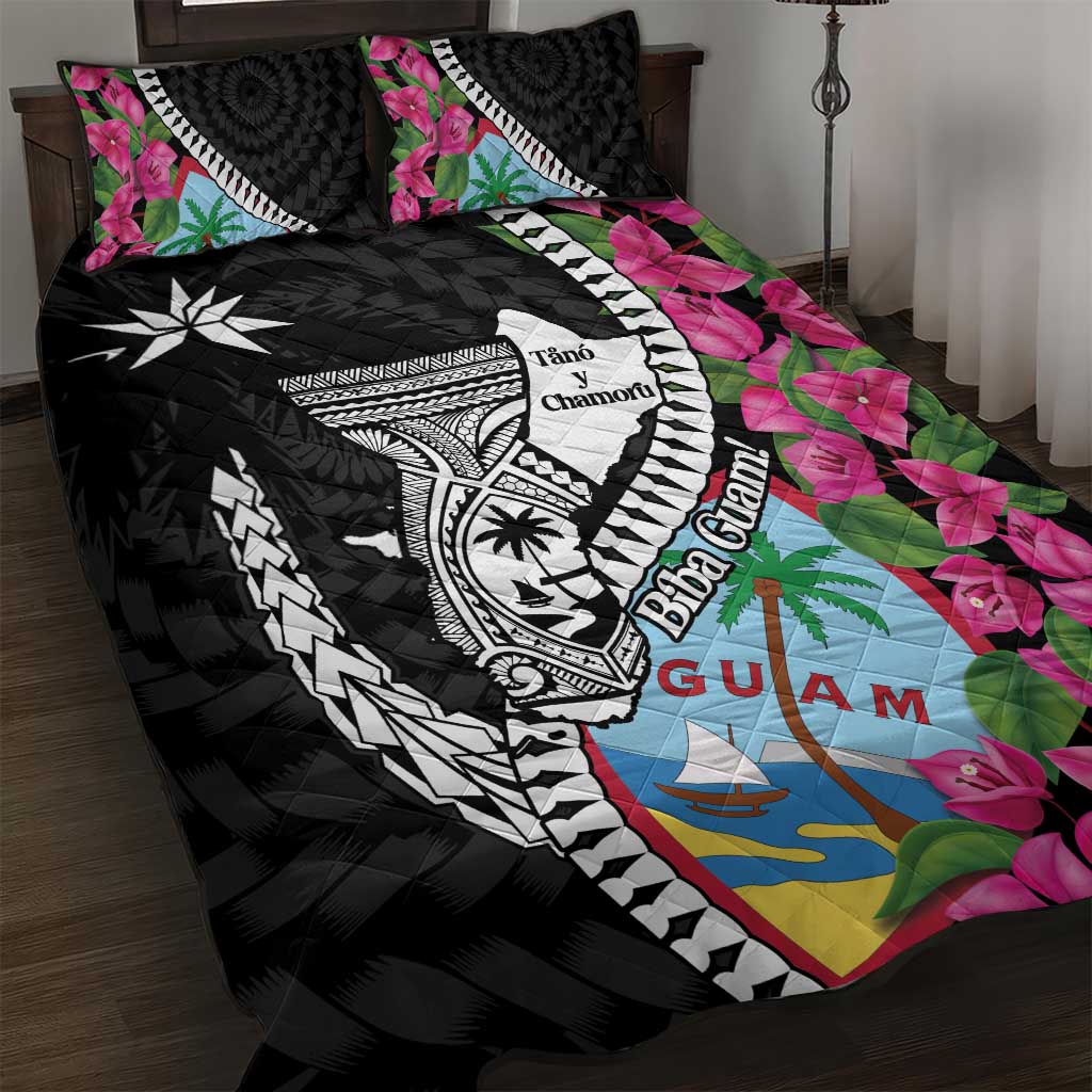 Biba Guam Liberation Day Quilt Bed Set Tano y Chamoru Latte Stone Black