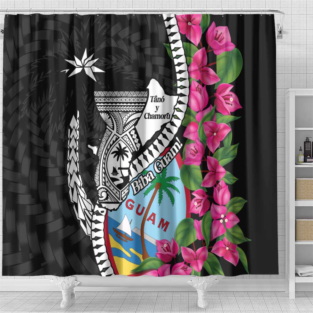Biba Guam Liberation Day Shower Curtain Tano y Chamoru Latte Stone Black