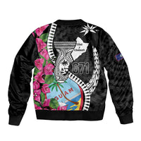 Biba Guam Liberation Day Sleeve Zip Bomber Jacket Tano y Chamoru Latte Stone Black