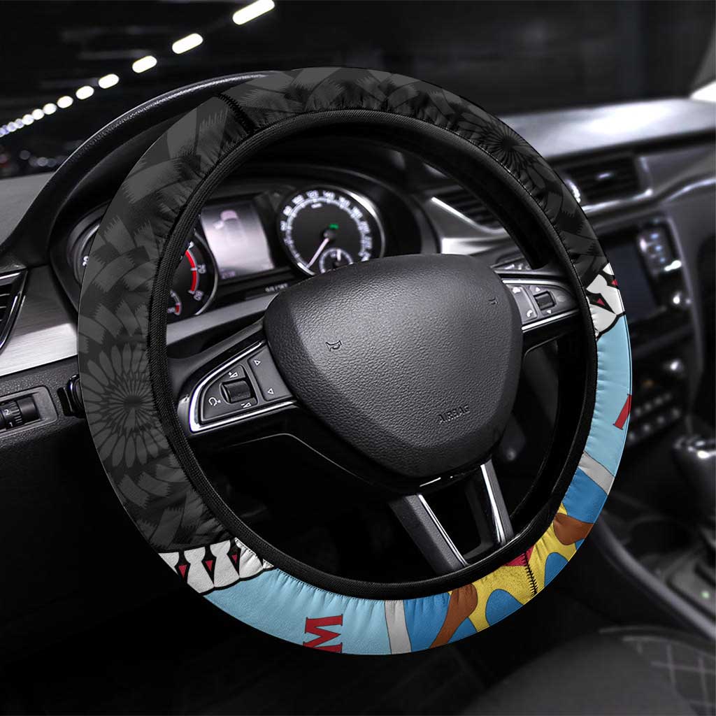 Biba Guam Liberation Day Steering Wheel Cover Tano y Chamoru Latte Stone Black