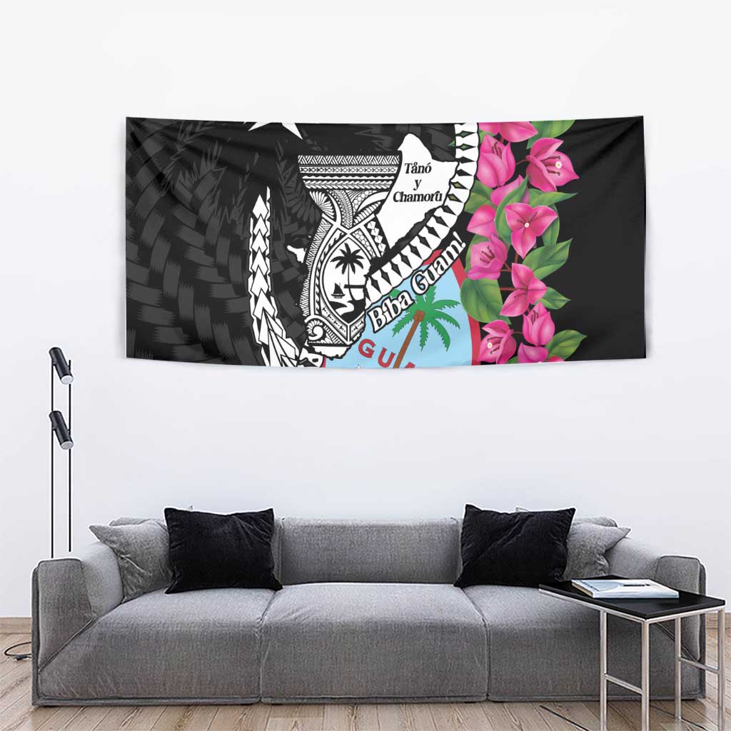 Biba Guam Liberation Day Tapestry Tano y Chamoru Latte Stone Black