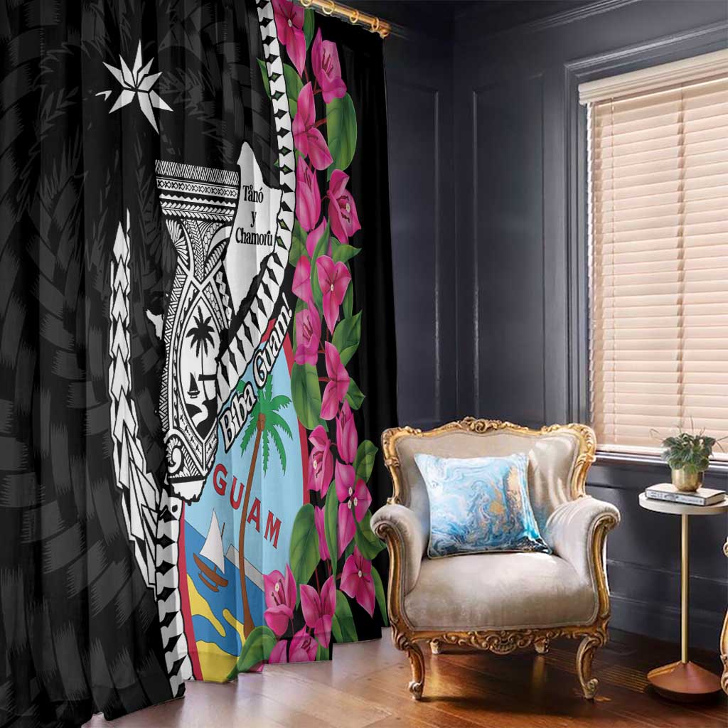 Biba Guam Liberation Day Window Curtain Tano y Chamoru Latte Stone Black