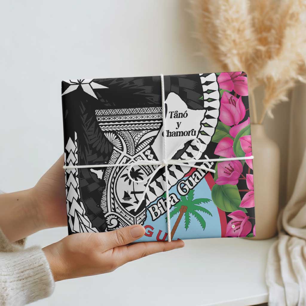 Biba Guam Liberation Day Wrapping Paper Tano y Chamoru Latte Stone Black - Polynesian Pride