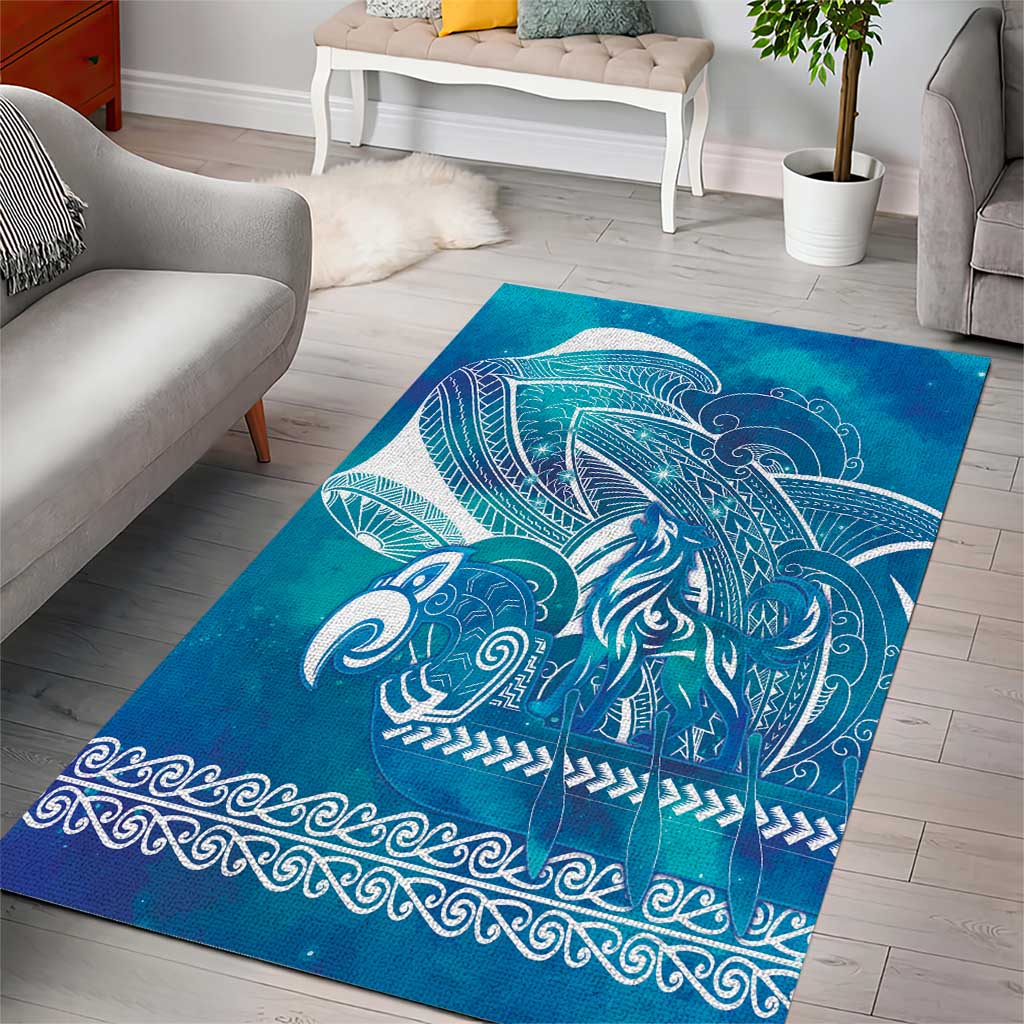 Kuri Dog Waka New Zealand Matariki Area Rug Ocean Sharks Maori Tattoo LT14 - Polynesian Pride