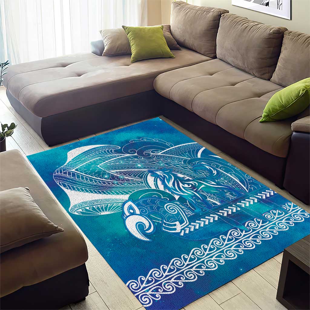 Kuri Dog Waka New Zealand Matariki Area Rug Ocean Sharks Maori Tattoo LT14 - Polynesian Pride