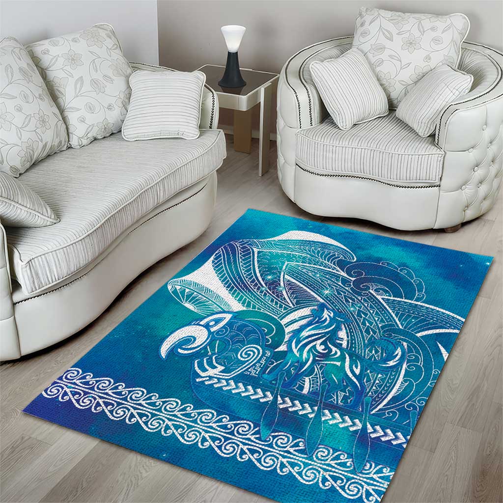Kuri Dog Waka New Zealand Matariki Area Rug Ocean Sharks Maori Tattoo LT14 - Polynesian Pride