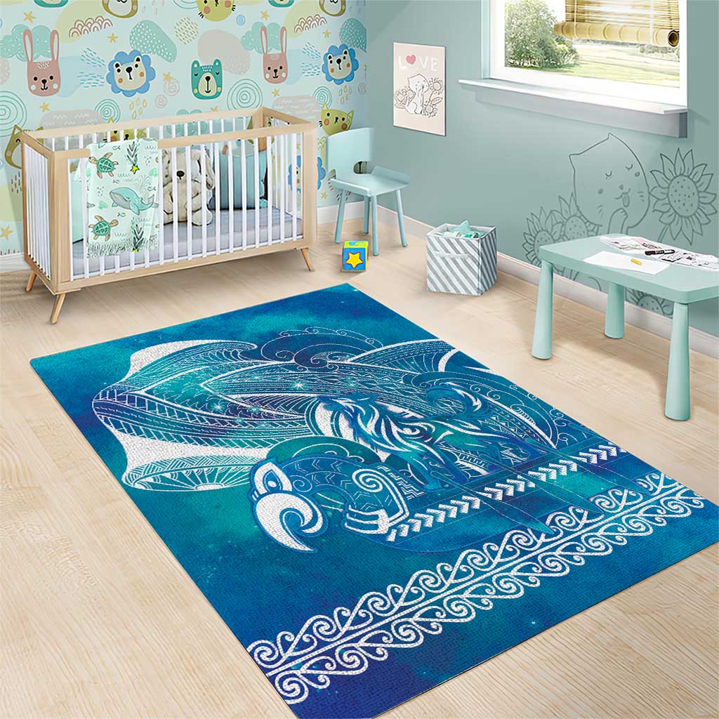 Kuri Dog Waka New Zealand Matariki Area Rug Ocean Sharks Maori Tattoo LT14 - Polynesian Pride