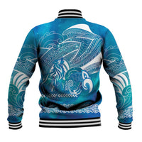 Kuri Dog Waka New Zealand Matariki Baseball Jacket Ocean Sharks Maori Tattoo