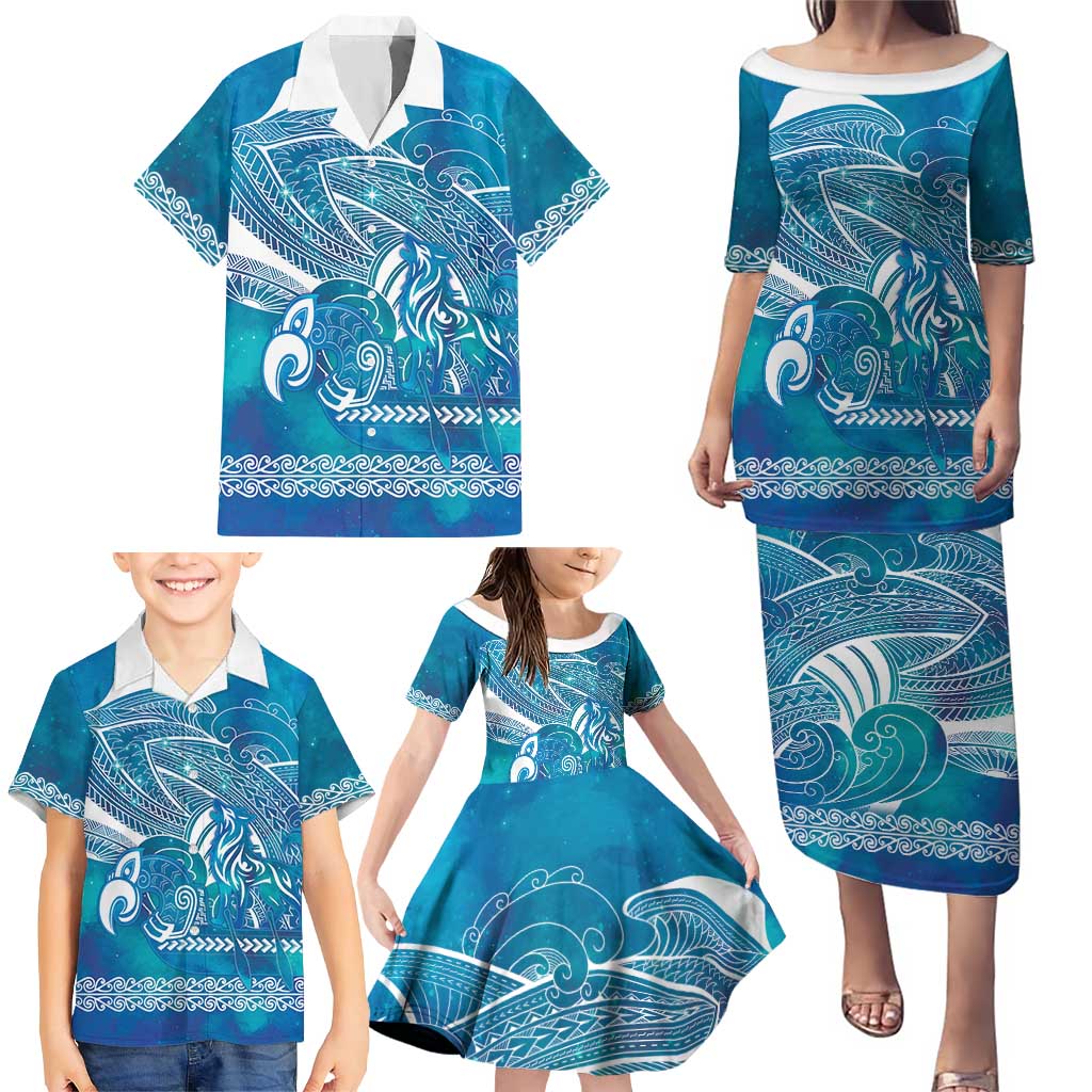 Kuri Dog Waka New Zealand Matariki Family Matching Puletasi and Hawaiian Shirt Ocean Sharks Maori Tattoo LT14 - Polynesian Pride