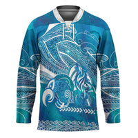 Kuri Dog Waka New Zealand Matariki Hockey Jersey Ocean Sharks Maori Tattoo LT14 Unisex Blue - Polynesian Pride