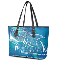 Kuri Dog Waka New Zealand Matariki Leather Tote Bag Ocean Sharks Maori Tattoo LT14 - Polynesian Pride